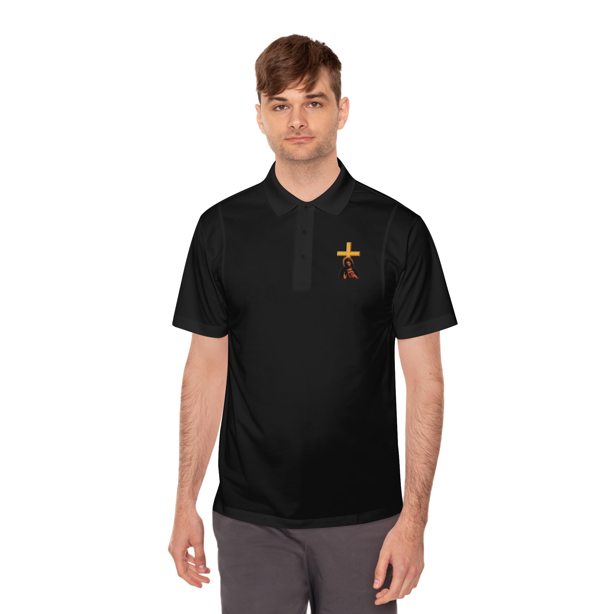 Faith-Inspired Men's Sport Polo Shirt - Christian Tee, Scripture Gift, Church Event Wear, Casual Style, Inspirational Shirt